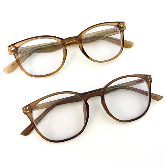 ZENNI Bundle of 2 Honey Amber Translucent Light Brown Oval Acetate Glasses - Picture 1 of 12